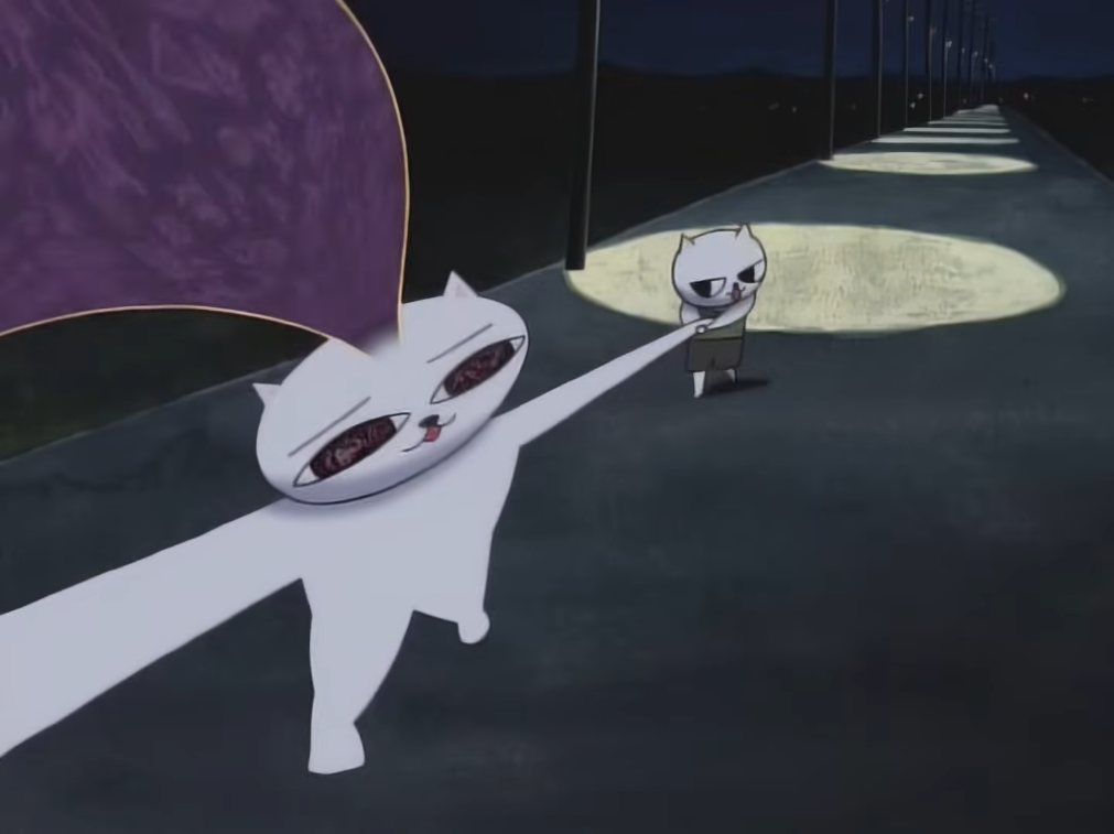 our two cat heroes, as the big sister's soul is taken by a demon